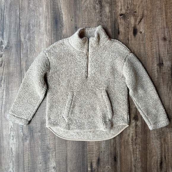 Old Navy Quarter Zip Sherpa Front Pockets Beige Women's Size Small - Picture 1 of 10